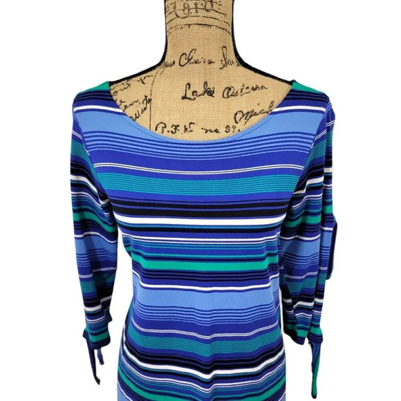 CUPIO Women's Nautical Cold Shoulder Striped Shirt Dress Blue Size Large - Picture 7 of 15